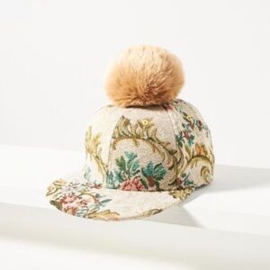 Anthropologie Pommed Brocade Baseball Cap new with tags one size